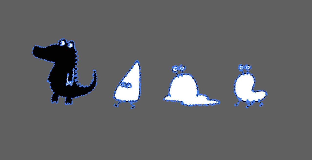 とりあえずイラストの周囲の白い部分を取り除く。オプションの「ホワイトを無視」をオンにすると線画のみベクター化されます。