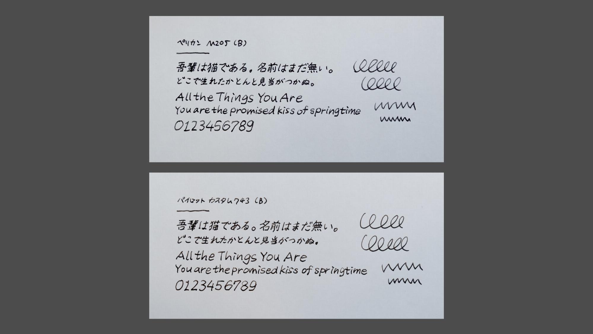 サンプル・パイロット カスタム743（B）との比較